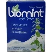 Biomint Καραμέλες για τον λαιμό και τους Βρόγχους χωρίς Ζάχαρη 50gr
