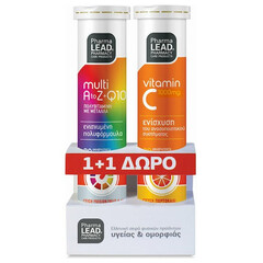 Pharmalead Multi+ A-Z & Q10 Πολυβιταμίνη 20 αναβράζοντα δισκία & Vitamin C 1000mg 20 αναβράζοντα δισκία για Ενέργεια Multiflavoured