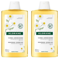 Klorane Camomille Χαμομήλι Σαμπουάν Όγκου & Διατήρησης Χρώματος για Βαμμένα Μαλλιά 2x400ml
