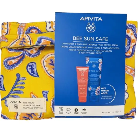 Apivita Set Bee Sun Safe Spf50 Anti-Spot & Anti-Age Defence Face Cream 50ml + Δώρο After Sun Cool & Sooth Gel Cream Travel Size 100ml + Νεσεσέρ