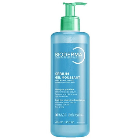 Bioderma Sebium Gel Moussant Απαλό Αφρίζον Τζελ Καθαρισμού για Μικτές & Λιπαρές Επιδερμίδες, 500 ml