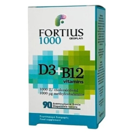 Geoplan Nutraceuticals Fortius D3 B12 Βιταμίνη 1000iu 1000mg 90 ταμπλέτες