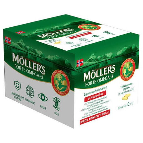 Moller’s Forte Omega-3 Ιχθυέλαιο και Μουρουνέλαιο 150caps