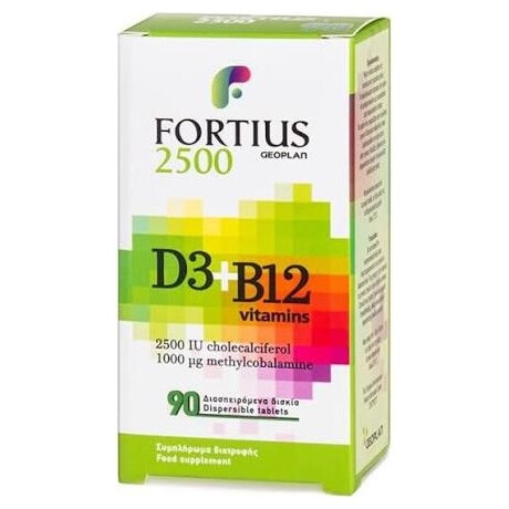 Geoplan Fortius 2500 D3 2500IU & B12 Vitamins 1000μg 90tabs