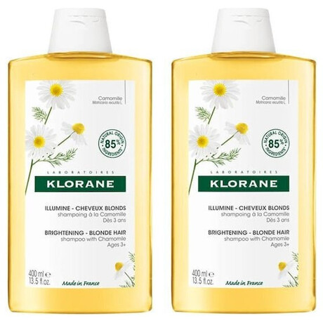 Klorane Camomille Χαμομήλι Σαμπουάν Όγκου & Διατήρησης Χρώματος για Βαμμένα Μαλλιά 2x400ml