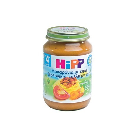 HIPP ΒΡΕΦΙΚΟ ΓΕΥΜΑ ΜΑΚΑΡΟΝΙΑ ΜΕ ΚΙΜΑ ΚΑΙ ΦΡΕΣΚΙΑ ΤΟΜΑΤΑ ΑΠΌ ΤΟΝ 4ο ΜΗΝΑ - βαζάκι 190gr