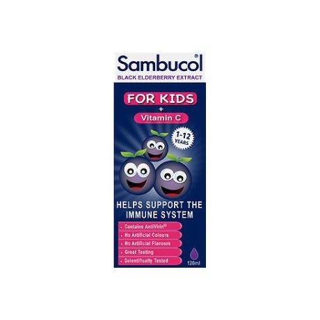 SAMBUCOL - Syrup for Kinds Black Elderberry + Vitamin C Παιδικό Σιρόπι (1-12 ετών) για Ενίσχυση Ανοσοποιητικού - 120ml
