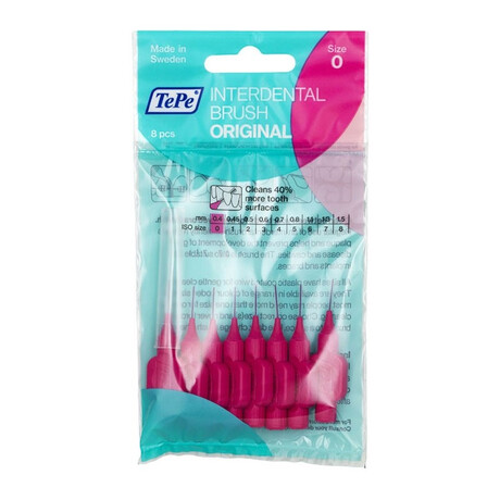 TEPE Interdental Brush - Μεσοδόντιο Βουρτσάκι (Μέγεθος 0) 0,4mm 8τεμ, φούξια (8 τμχ)